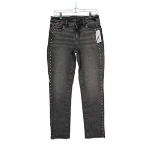 NWT‎ Time and Tru Studded Jeans Vintage Black Wash Mid Rise Straight Size 6